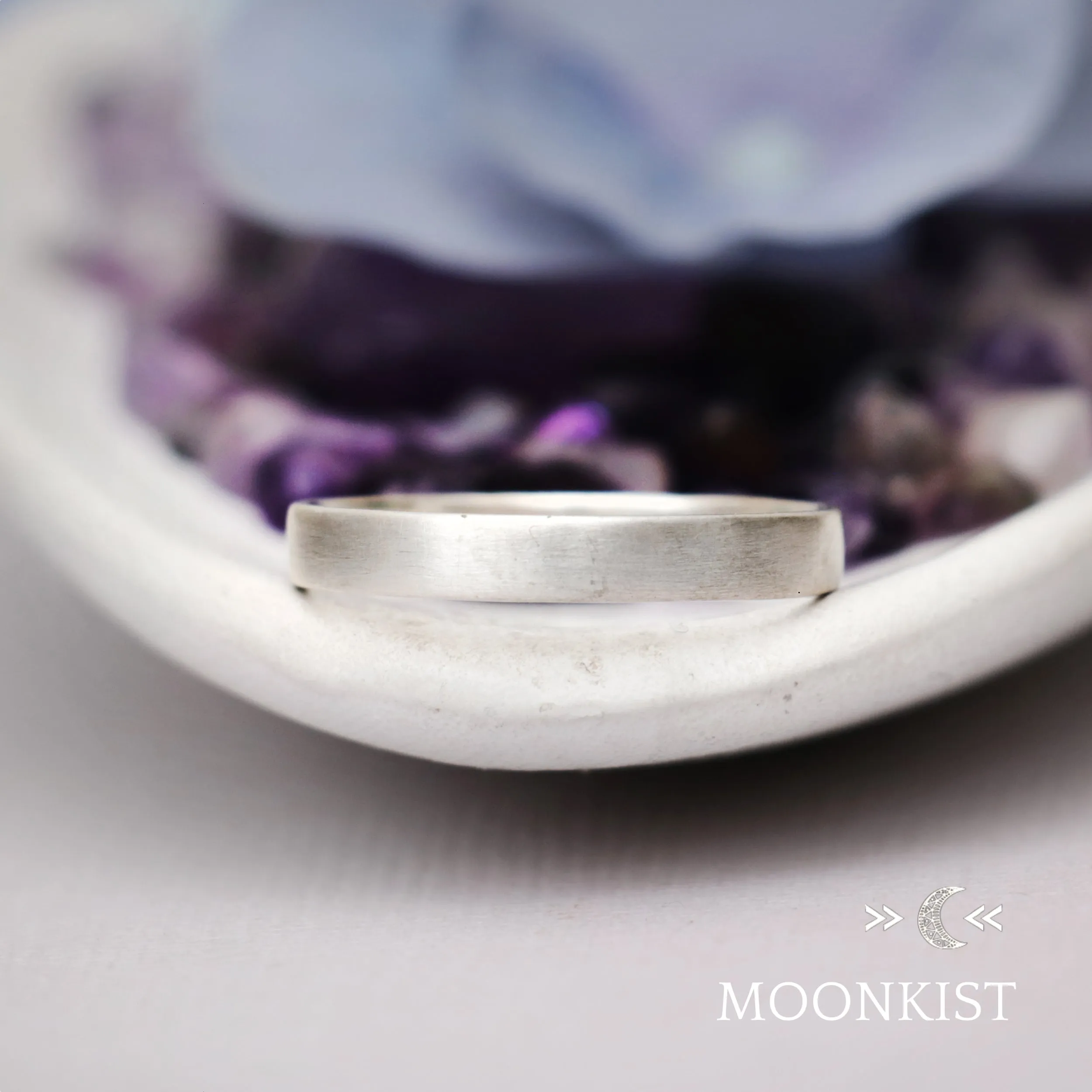 3 mm Silver Comfort Fit Flat Womens Wedding Band | Moonkist Designs