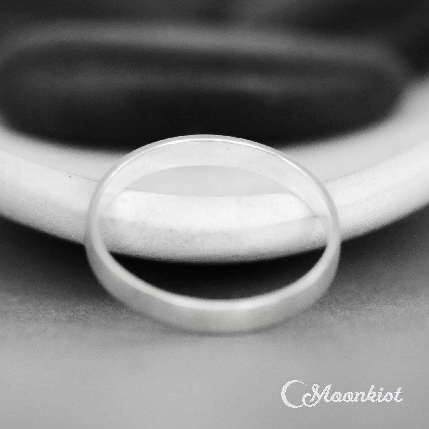 3 mm Silver Comfort Fit Flat Womens Wedding Band | Moonkist Designs