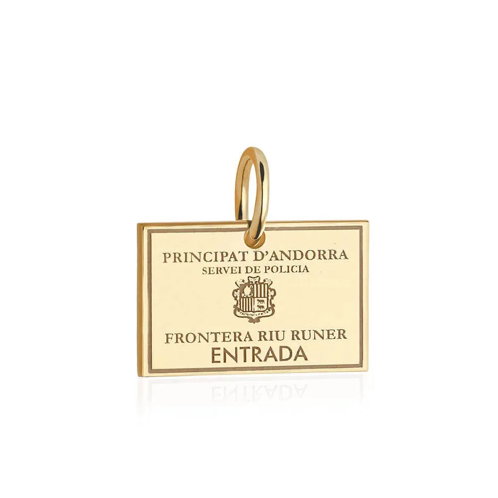 Andorra Passport Stamp Charm Solid Gold