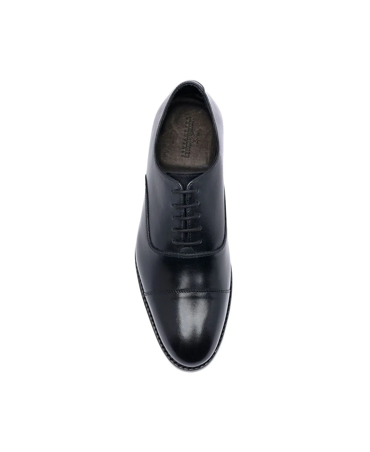 Anthony Veer Men's Leather Oxford Dress Shoes Clinton Cap-toe, Black