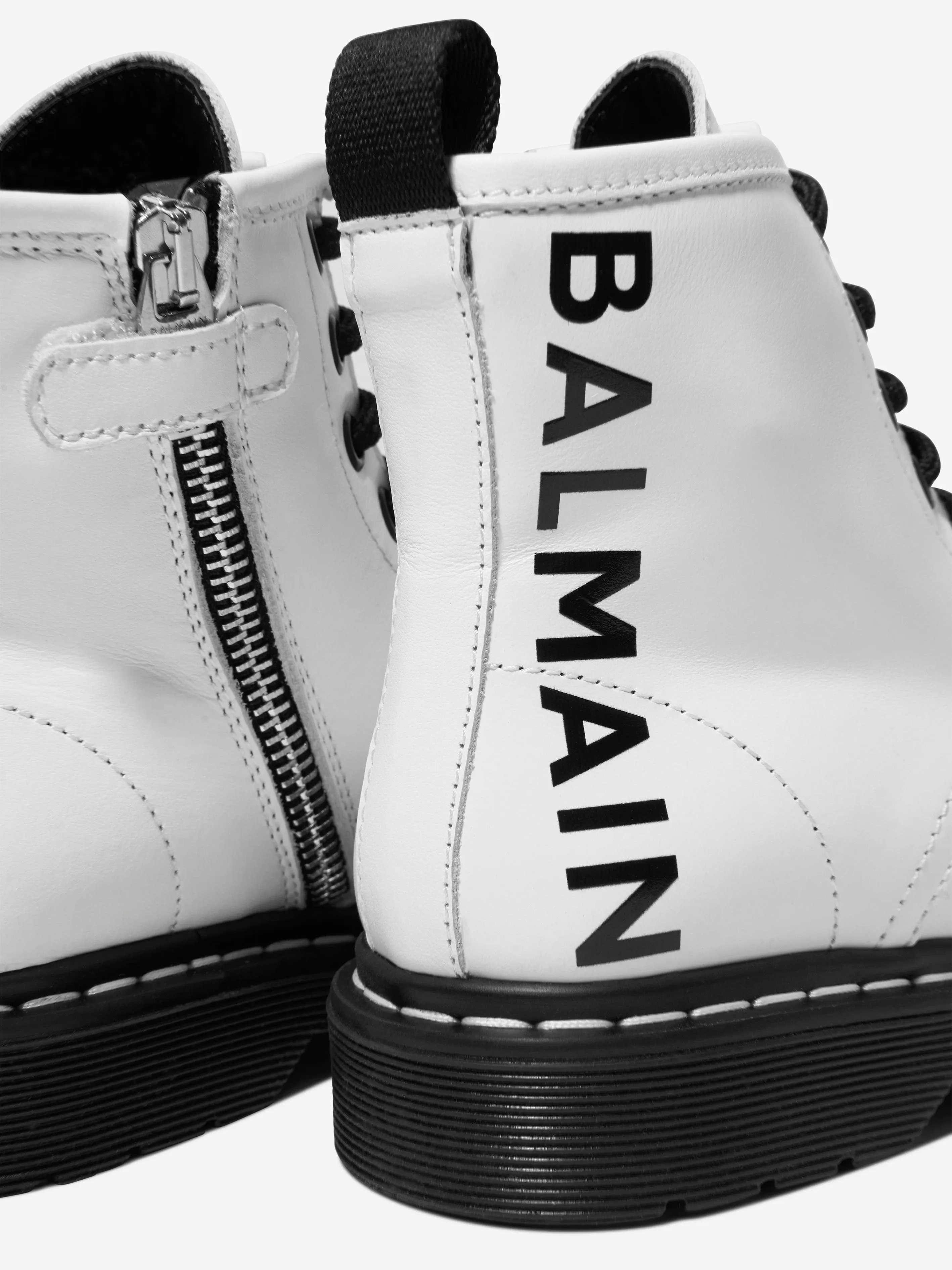 Balmain Kids Leather Lace Up Boots