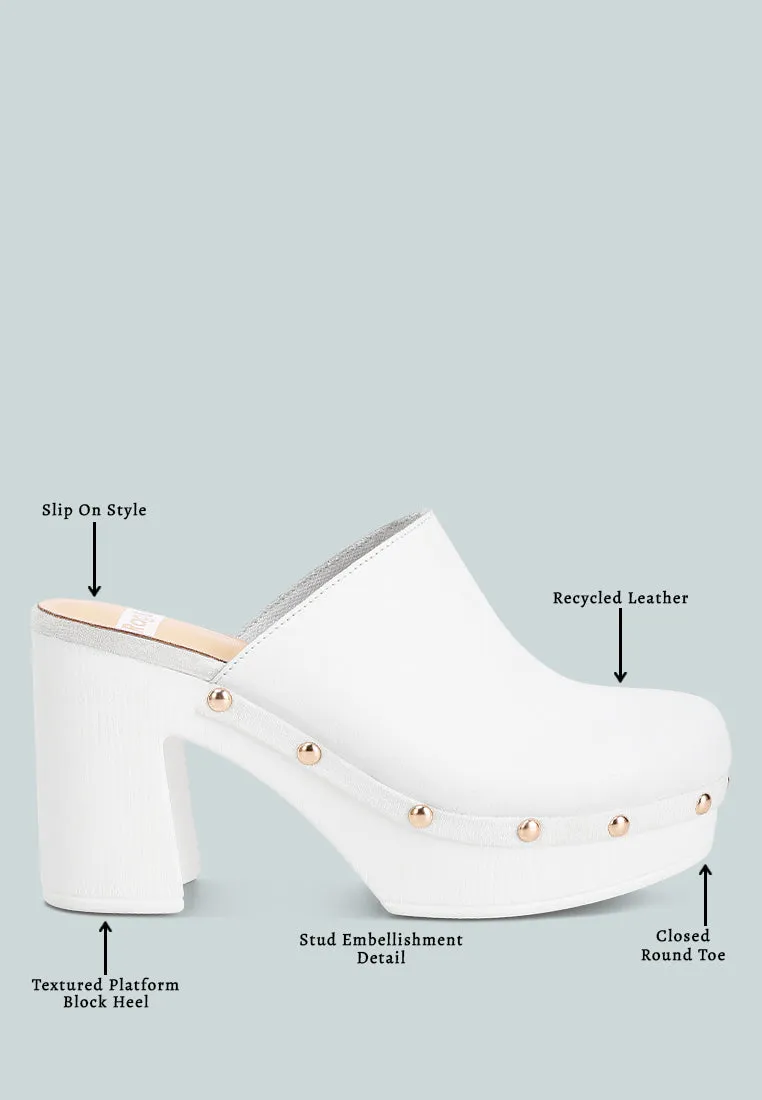 Benji Recycled Leather Clogs In White