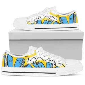 Books blue Women's Low Top Shoes, Canvas Shoes Design, Low Top Sneaker