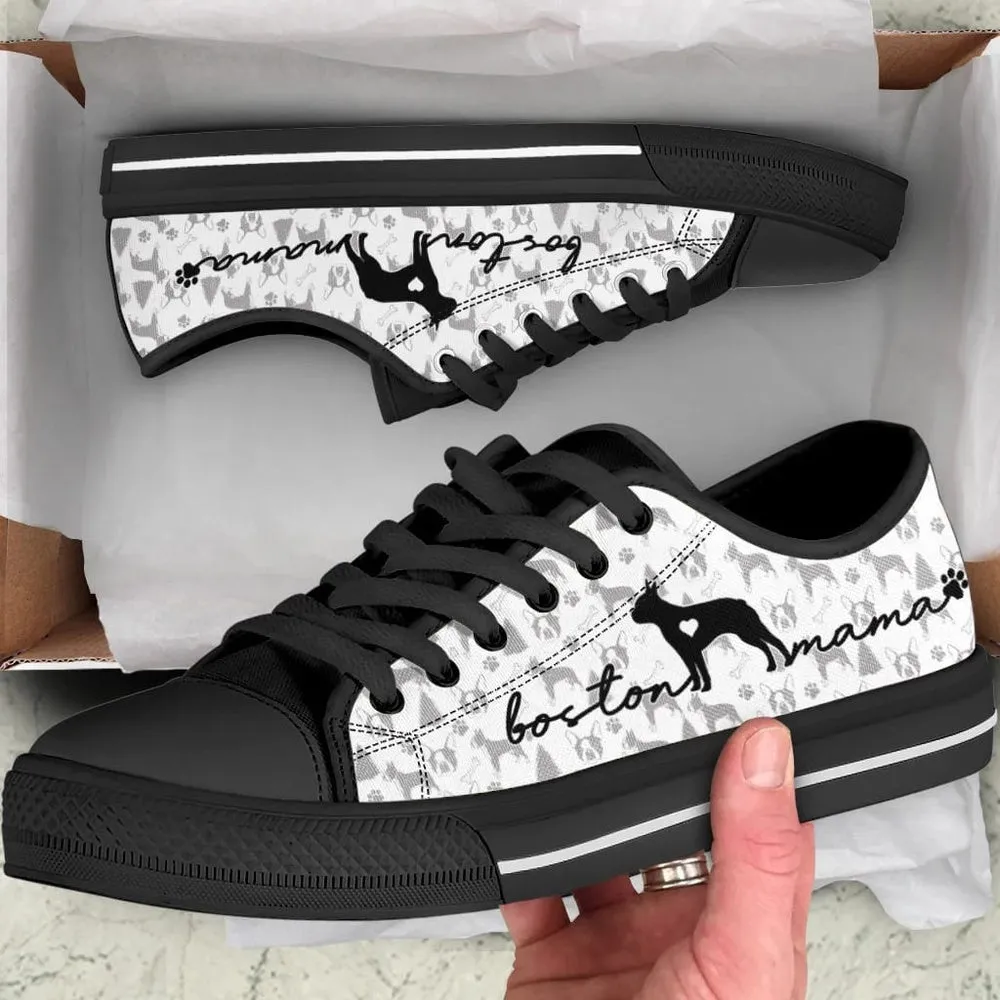 Boston Terrier Low Top Shoes, Dog Printed Shoes, Canvas Shoes For Men, Women