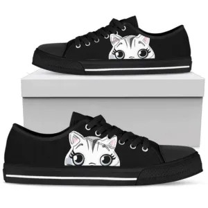 Cat Head Low Top Shoes - Cat Canvas Shoes, Cat Canvas Shoes