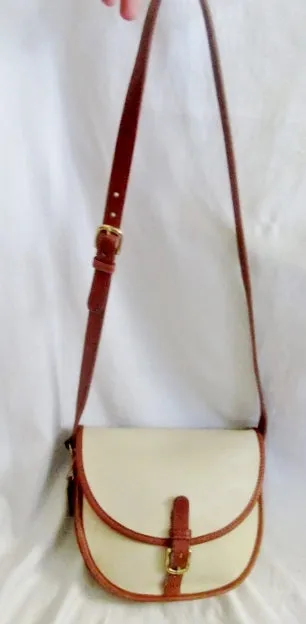 COACH 9032 PIXIE SATCHEL Leather Hobo Flap Bag Purse Cross Body WHITE BROWN M