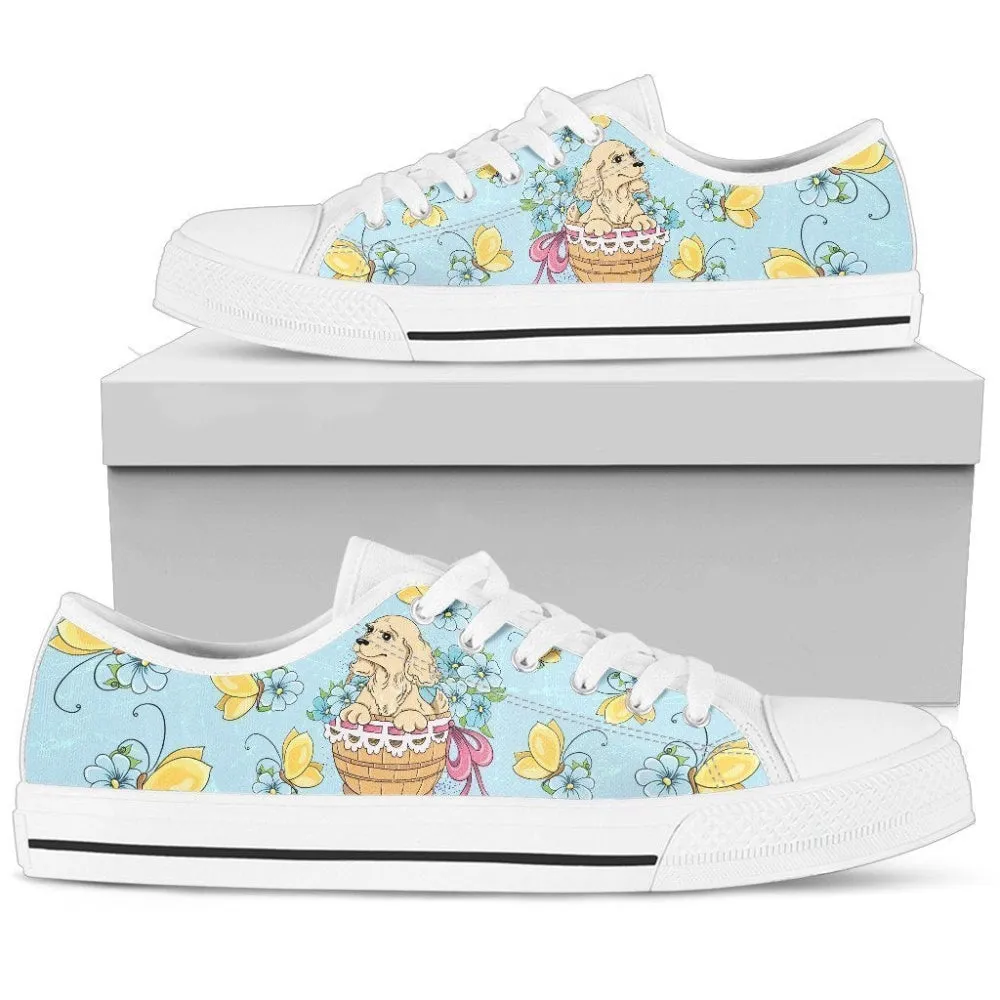 Cute And Comfy Cocker Spaniel Women Low Top Shoes, Low Top Sneaker, Low Top Canvas Shoes