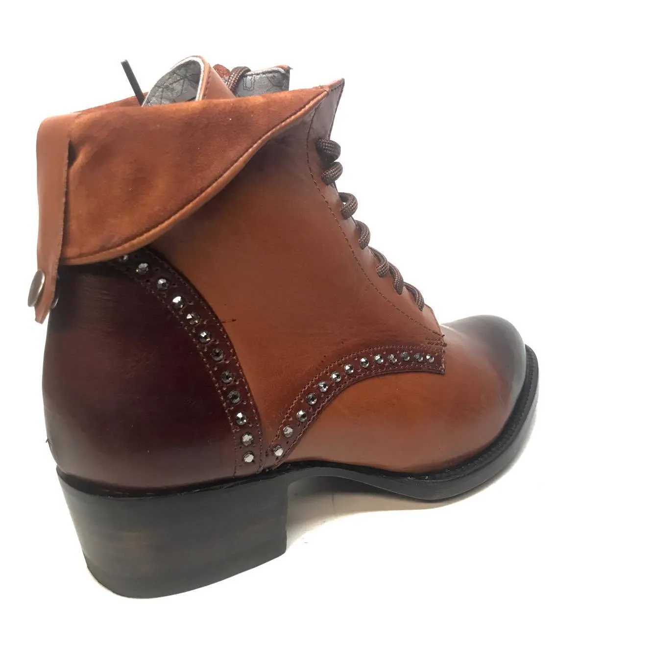 Denver Mountain Co. Ladies Crystal Leather Mocha Ankle Boots