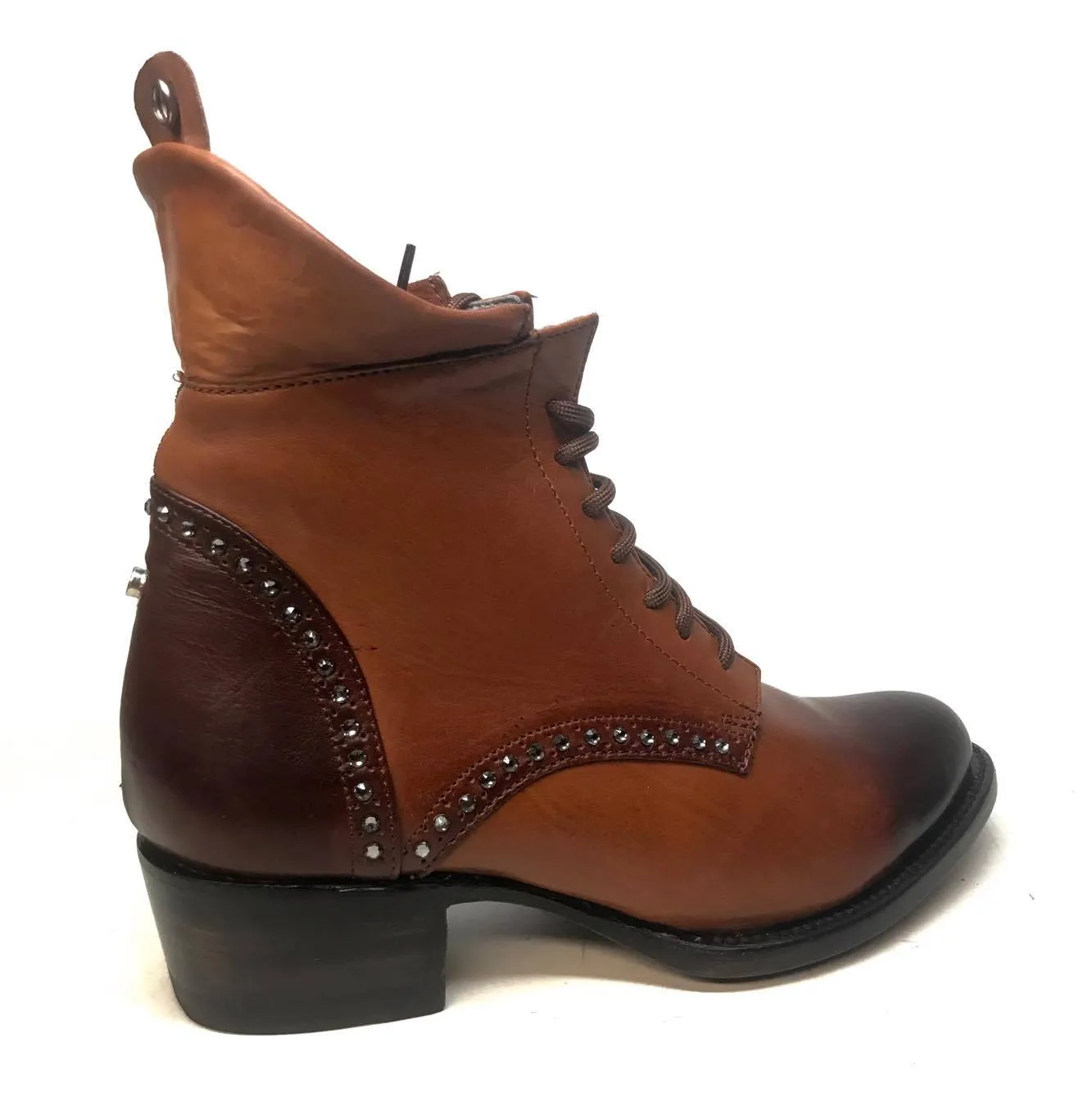 Denver Mountain Co. Ladies Crystal Leather Mocha Ankle Boots