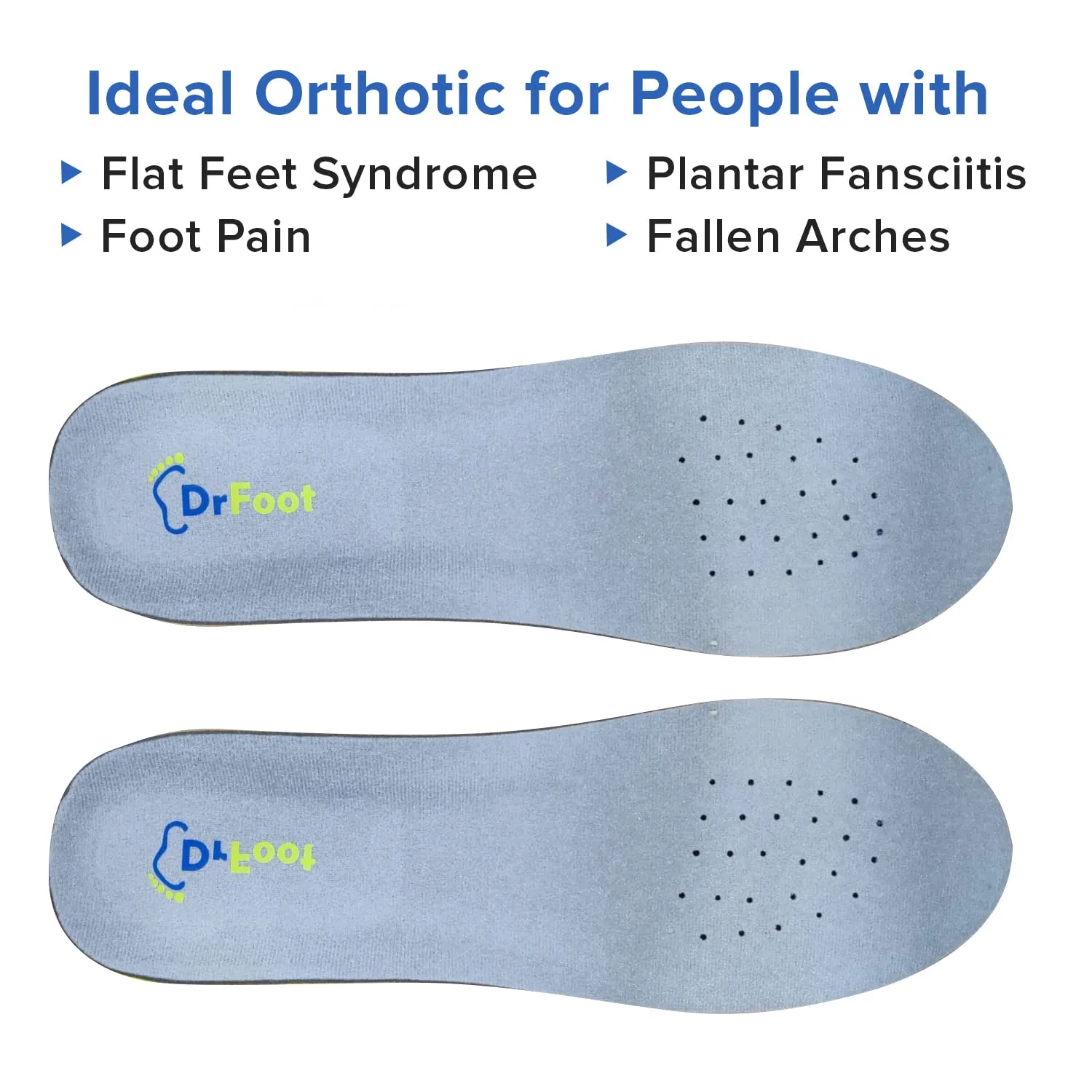 Dr Foot Gel Insoles Pair | For Walking, Running, Sports Shoes | All Day Comfort Shoe Inserts With Dual Gel Technology | Ideal Full-Length Sole For Every Shoe For Unisex- 1 Pair (Size - M) (Pack of 2)