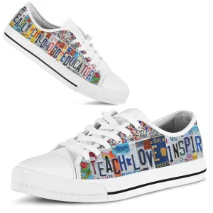 Early Childhood Teacher License Plates Low Top Shoes, Teacher Shoes, Low Top Sneakers