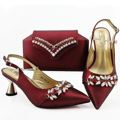 Fashion Lady Decorated Shoes and Bag Set