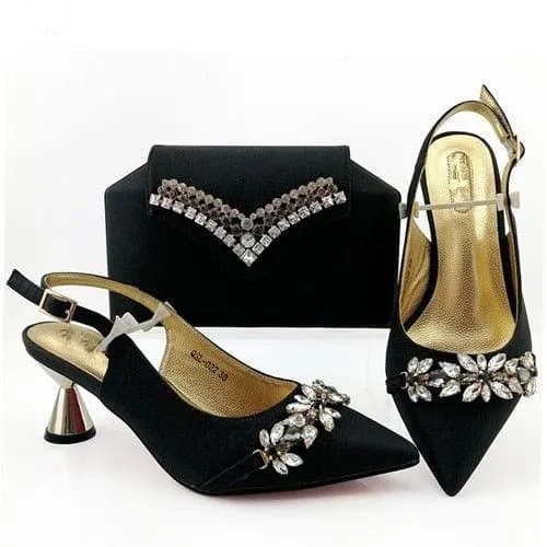 Fashion Lady Decorated Shoes and Bag Set