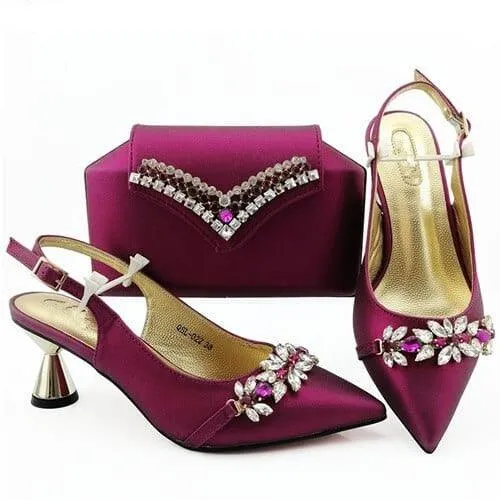 Fashion Lady Decorated Shoes and Bag Set