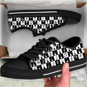 Guitar Music Black White Canvas Low Top Shoes, Canvas Shoes Design, Low Top Sneaker