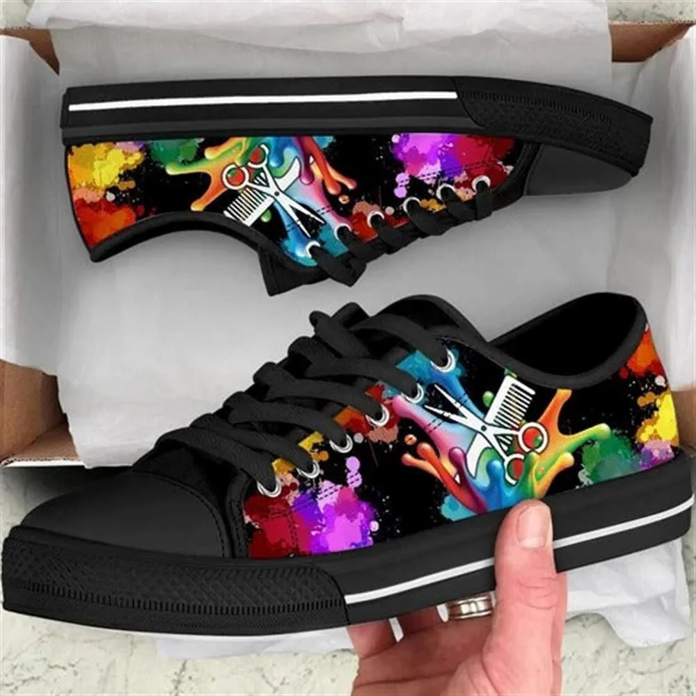 Hairstylist Splash Oil Painting Canvas Low Top Shoes, Low Top Sneaker, Low Top Canvas Shoes