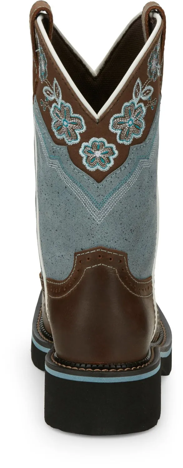 Justin 11in Gypsy Floral Womens Blue Starlina Leather Cowboy Boots