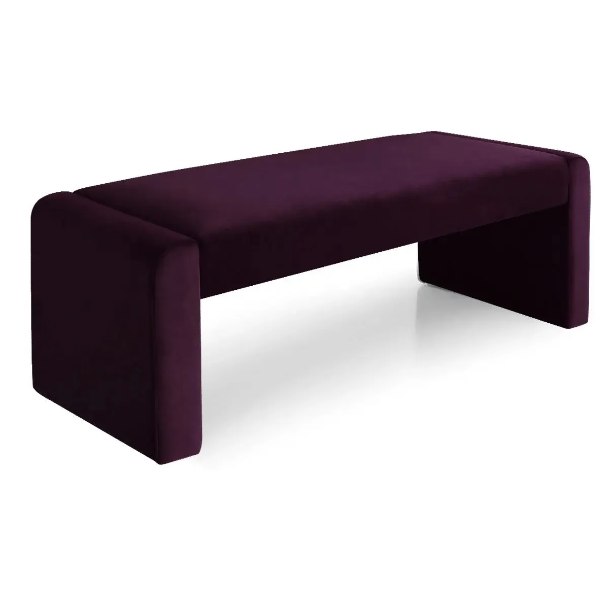 Kaia 47" Modern Faux Leather & Velvet Waterfall Bench