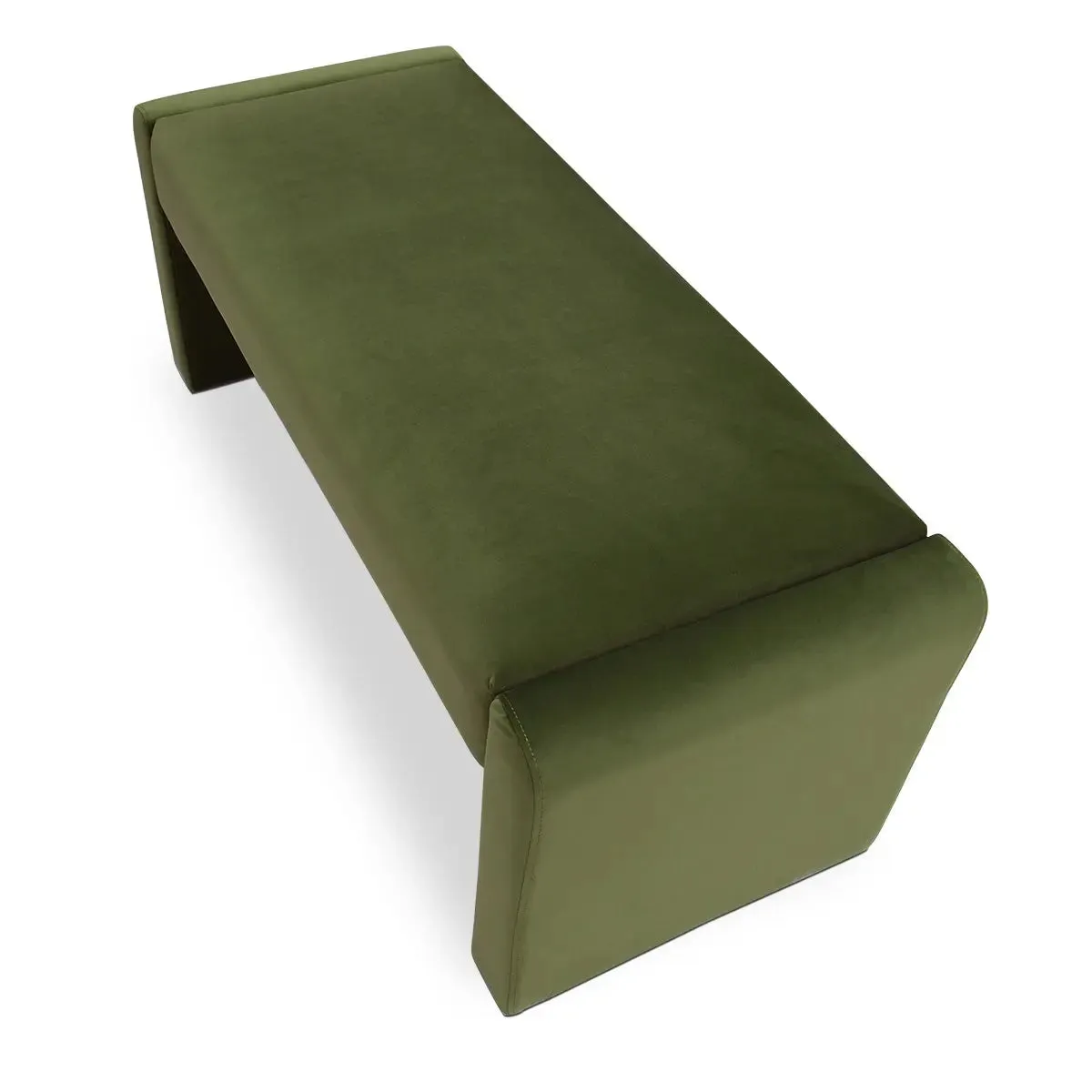 Kaia 47" Modern Faux Leather & Velvet Waterfall Bench