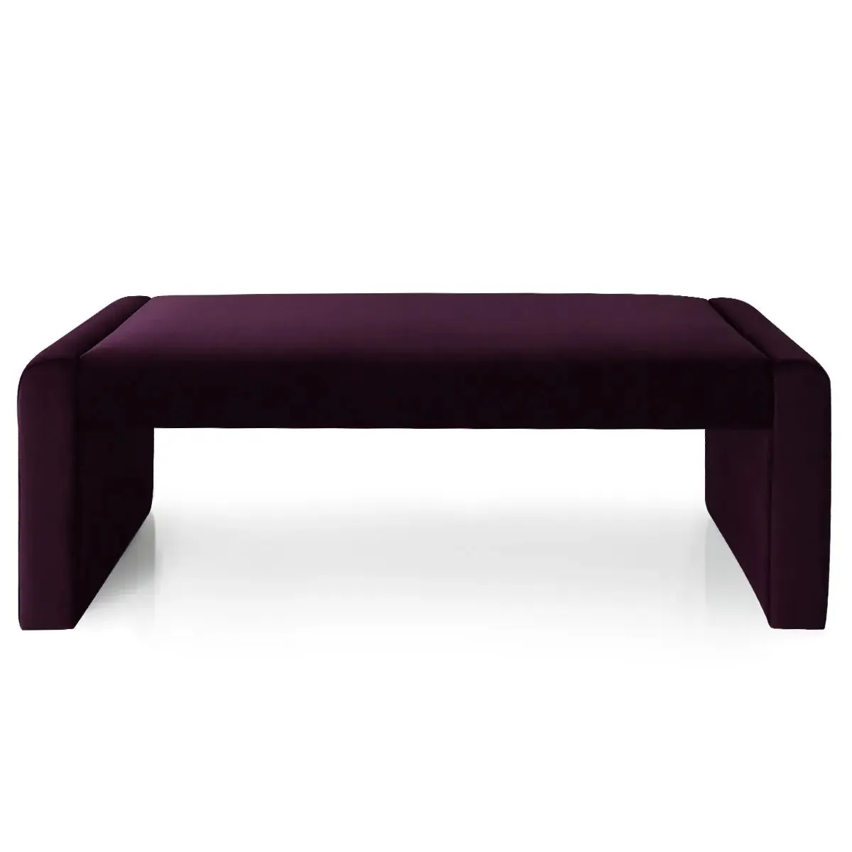 Kaia 47" Modern Faux Leather & Velvet Waterfall Bench