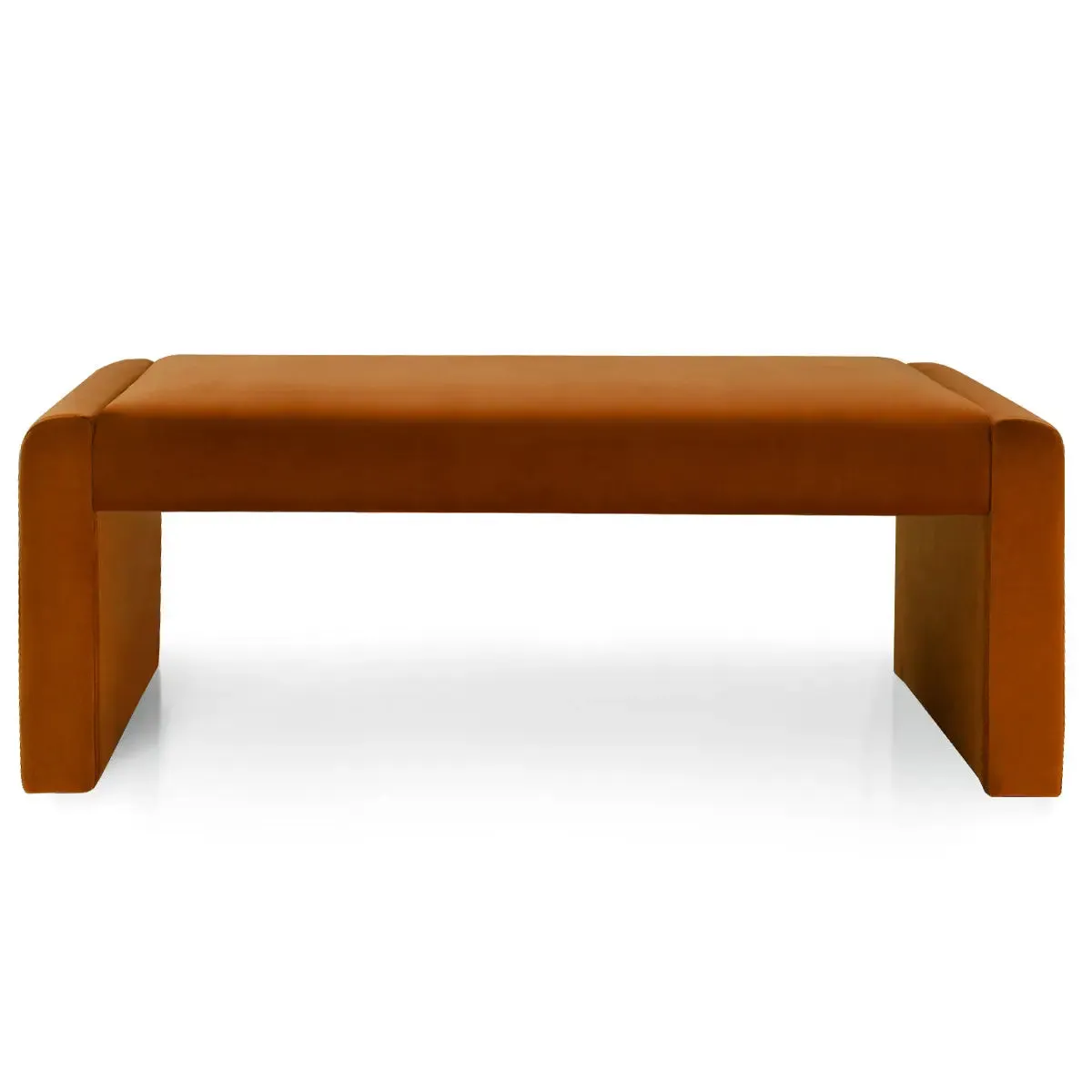 Kaia 47" Modern Faux Leather & Velvet Waterfall Bench