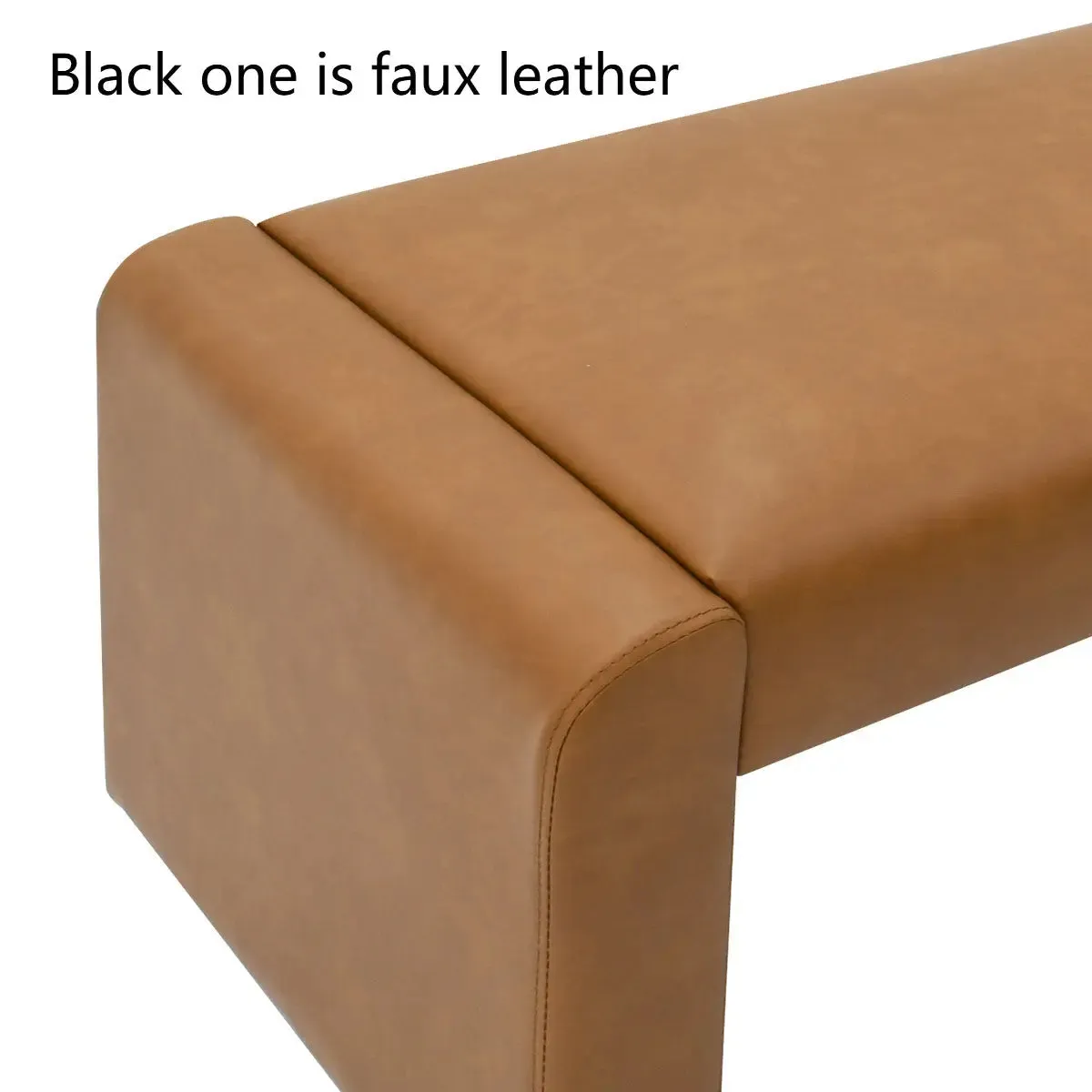 Kaia 47" Modern Faux Leather & Velvet Waterfall Bench