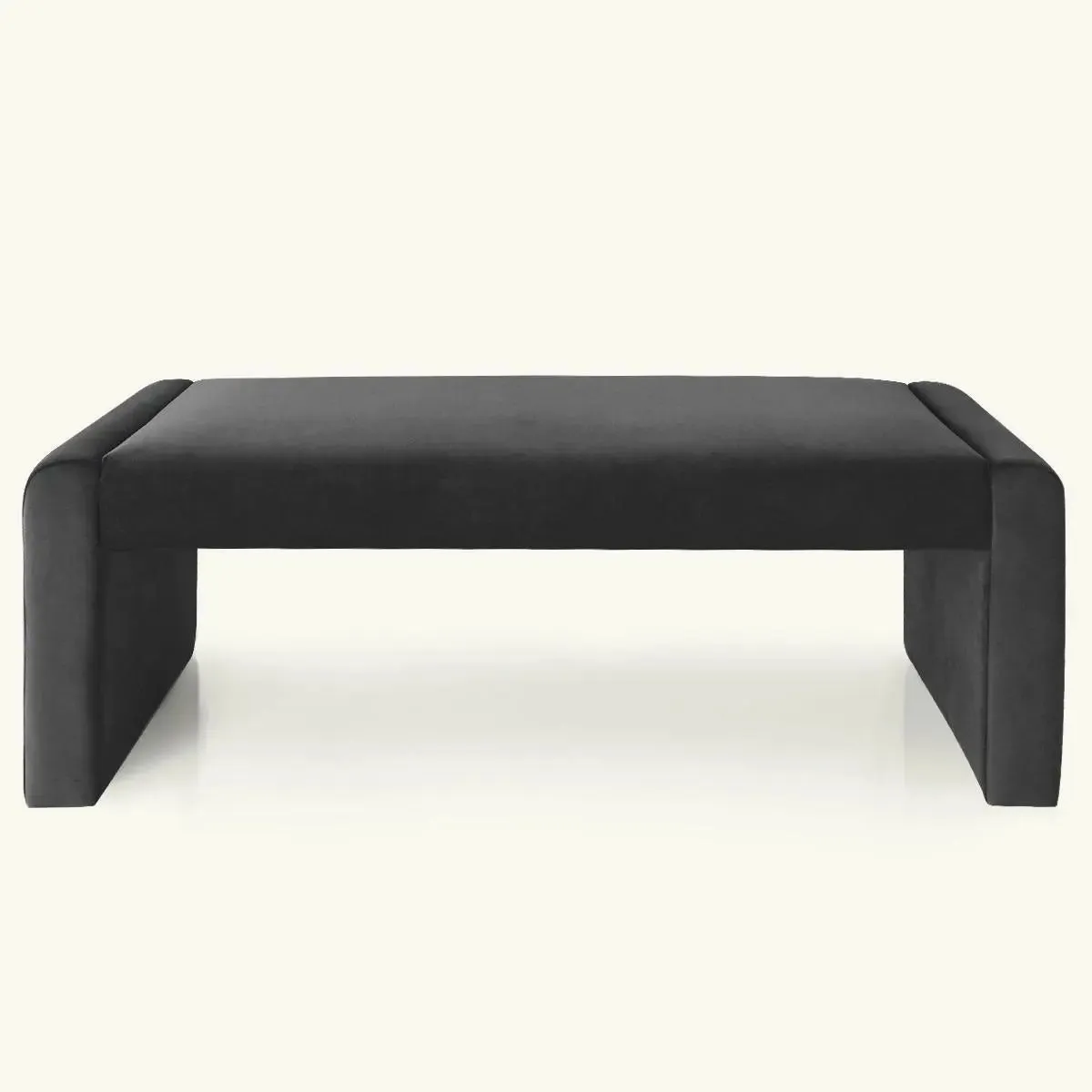 Kaia 47" Modern Faux Leather & Velvet Waterfall Bench