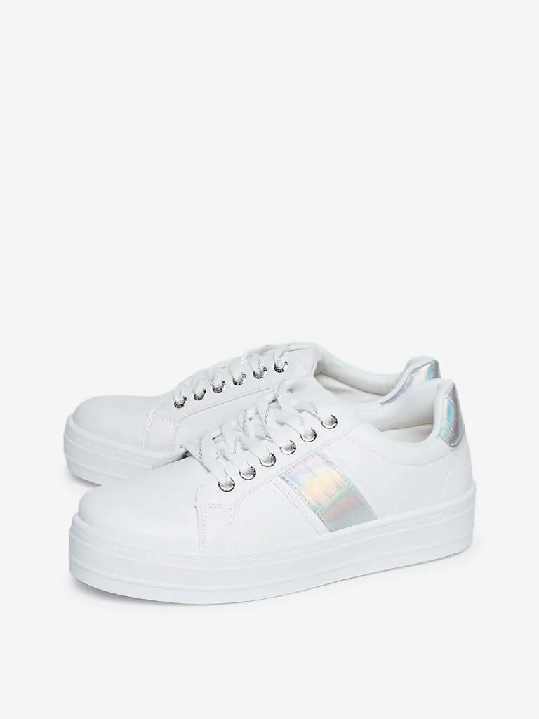 LUNA BLU White Platform Heel Sneakers