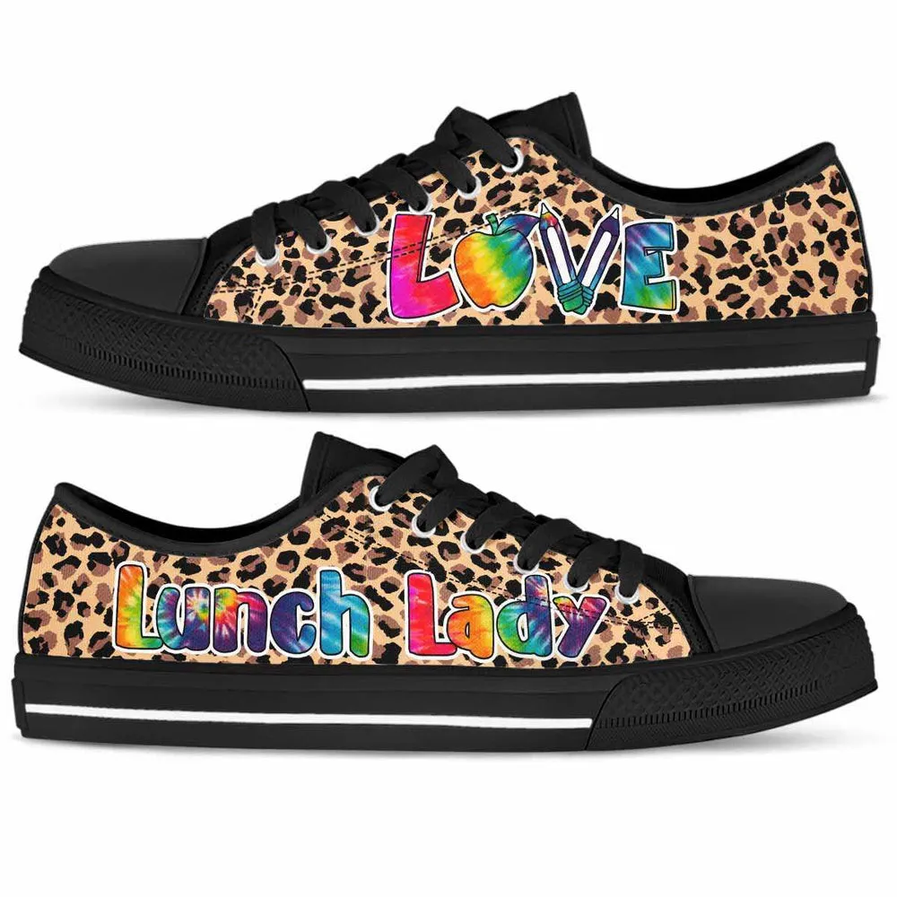 Lunch Lady Leopard Love Low Top Shoes, Teacher Shoes, Low Top Sneakers