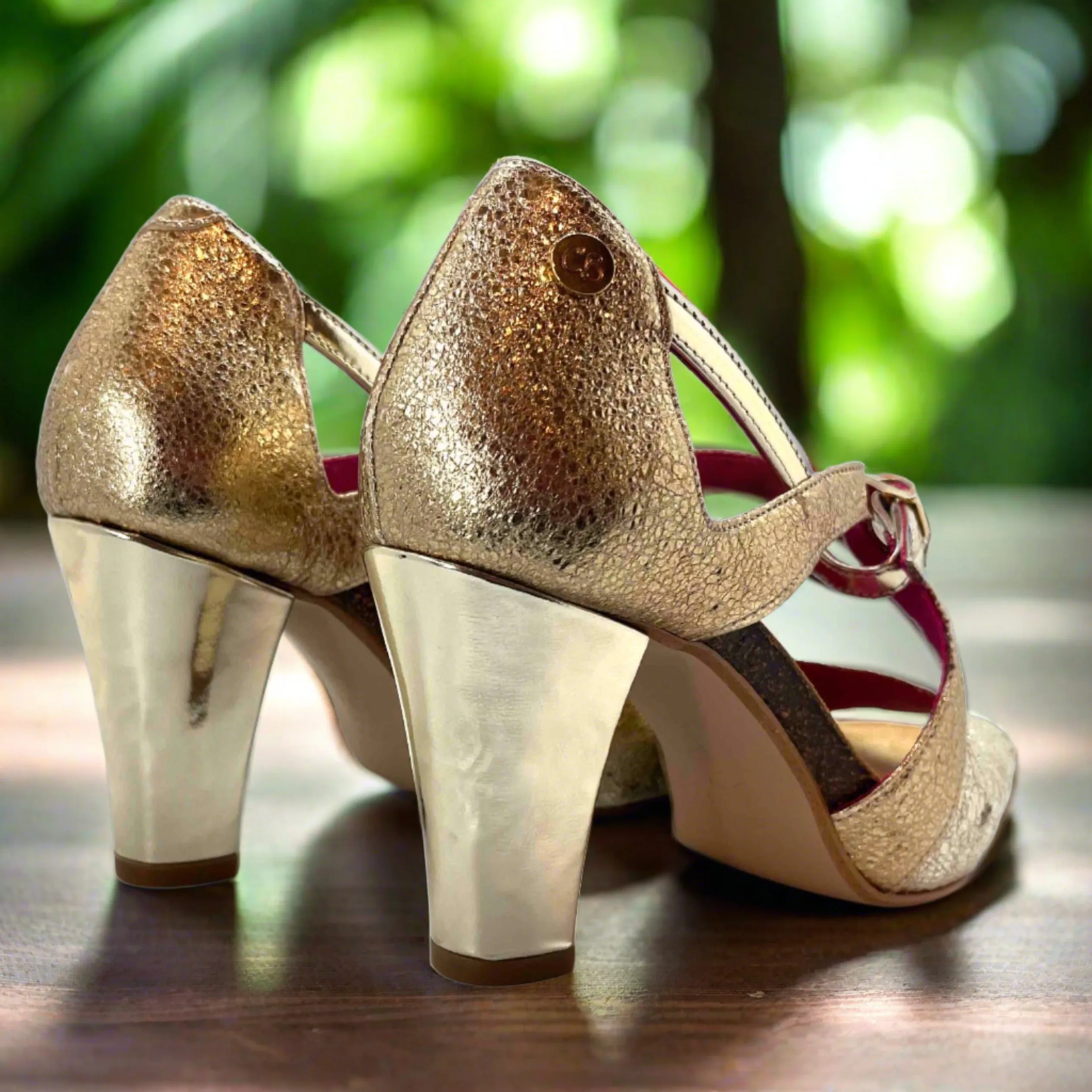 Martini- gold cork heel shoe