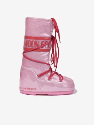 Moon Boot Girls Icon Glitter Snow Boots in Pink