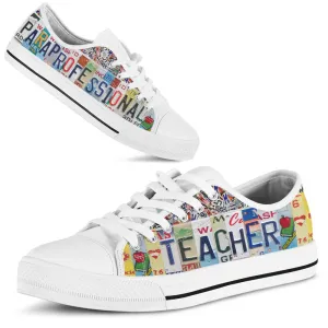 Paraprofessional Teacher License Plates Low Top Shoes, Teacher Shoes, Low Top Sneakers