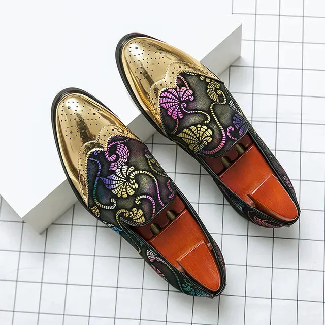 Patchwork Printed Leather Loafers