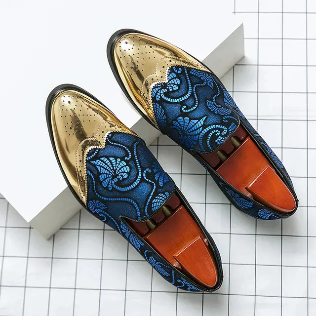 Patchwork Printed Leather Loafers