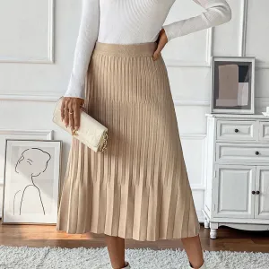 PEOPLETERRITORY   new solid color pleated skirt temperament commuting versatile pleated thin autumn and winter skirt