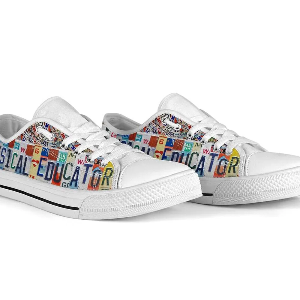 Physical Educator Inspire License Plates Low Top Shoes, Teacher Shoes, Low Top Sneakers