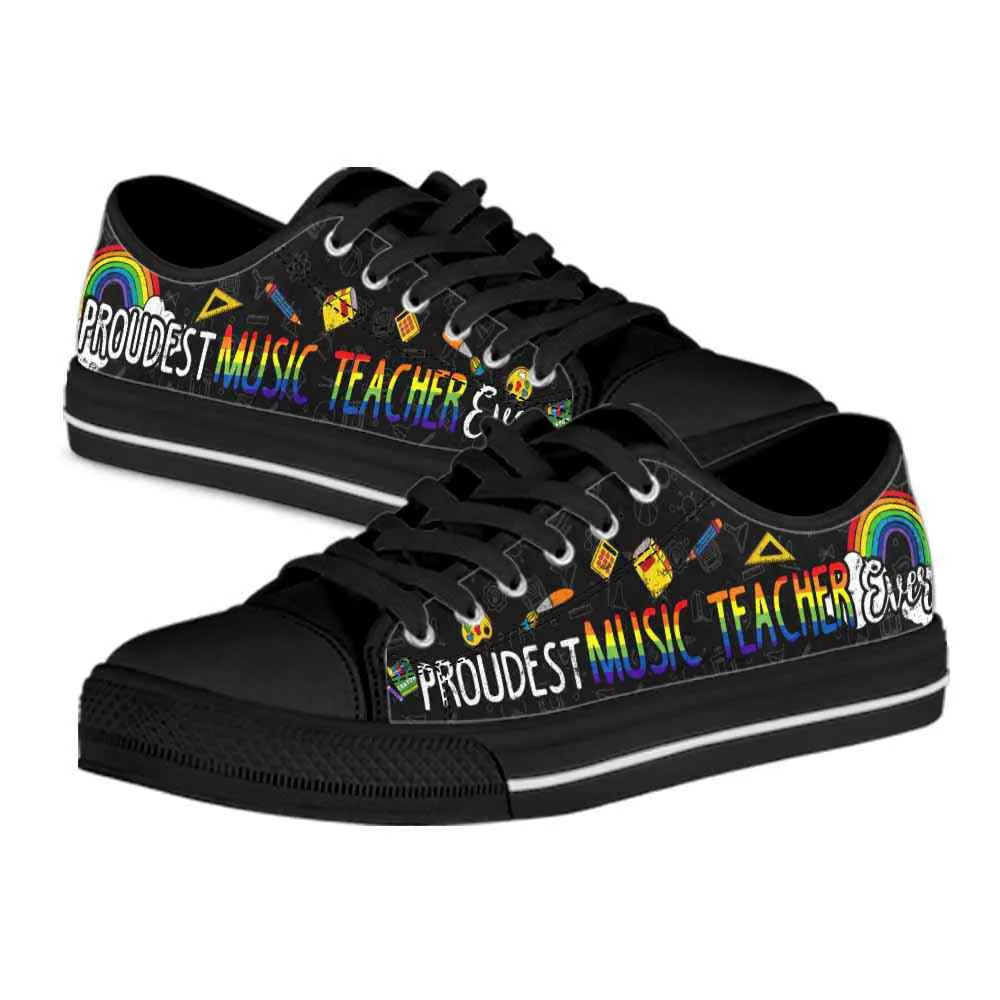 Proudest School Music Teacher Ever Rainbow Low Top Shoes, Teacher Shoes, Low Top Sneakers