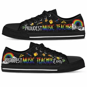 Proudest School Music Teacher Ever Rainbow Low Top Shoes, Teacher Shoes, Low Top Sneakers