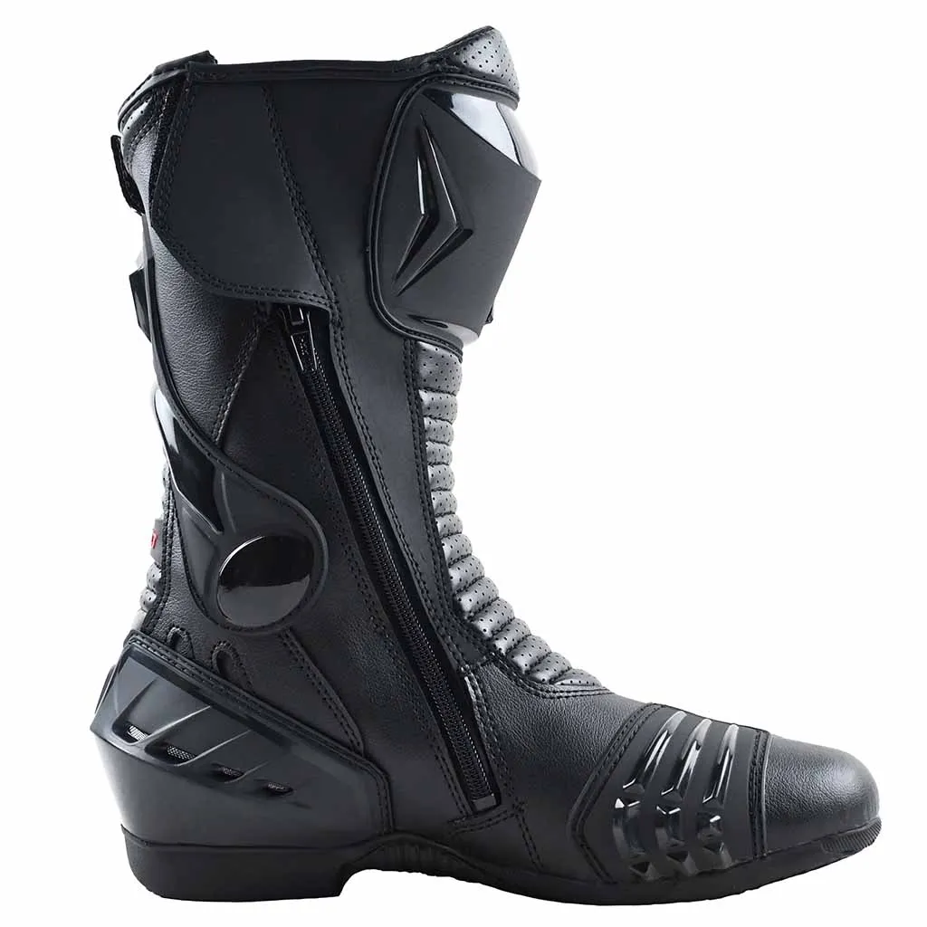 RIDERACT® Mens Road Motorcycle Boots Race Ready Black