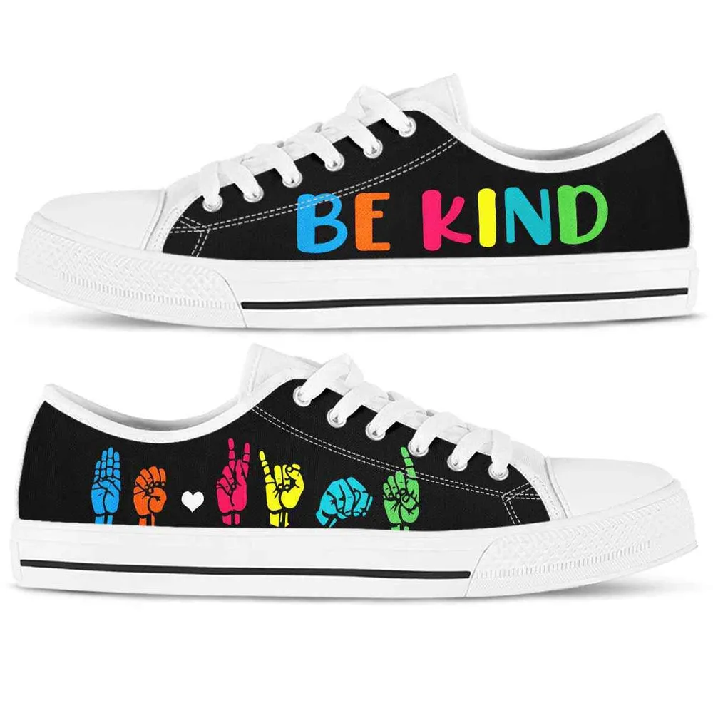 Sign Language Hands Be Kind Low Top Shoes, Teacher Shoes, Low Top Sneakers