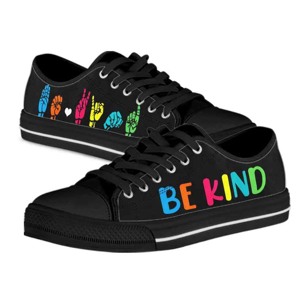 Sign Language Hands Be Kind Low Top Shoes, Teacher Shoes, Low Top Sneakers