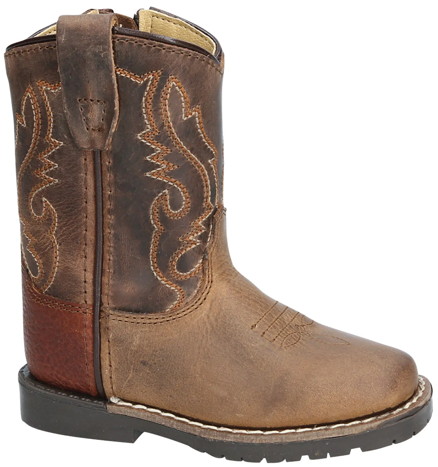 Smoky Mountain Toddler Boys Autry Brown Crackle Leather Cowboy Boots