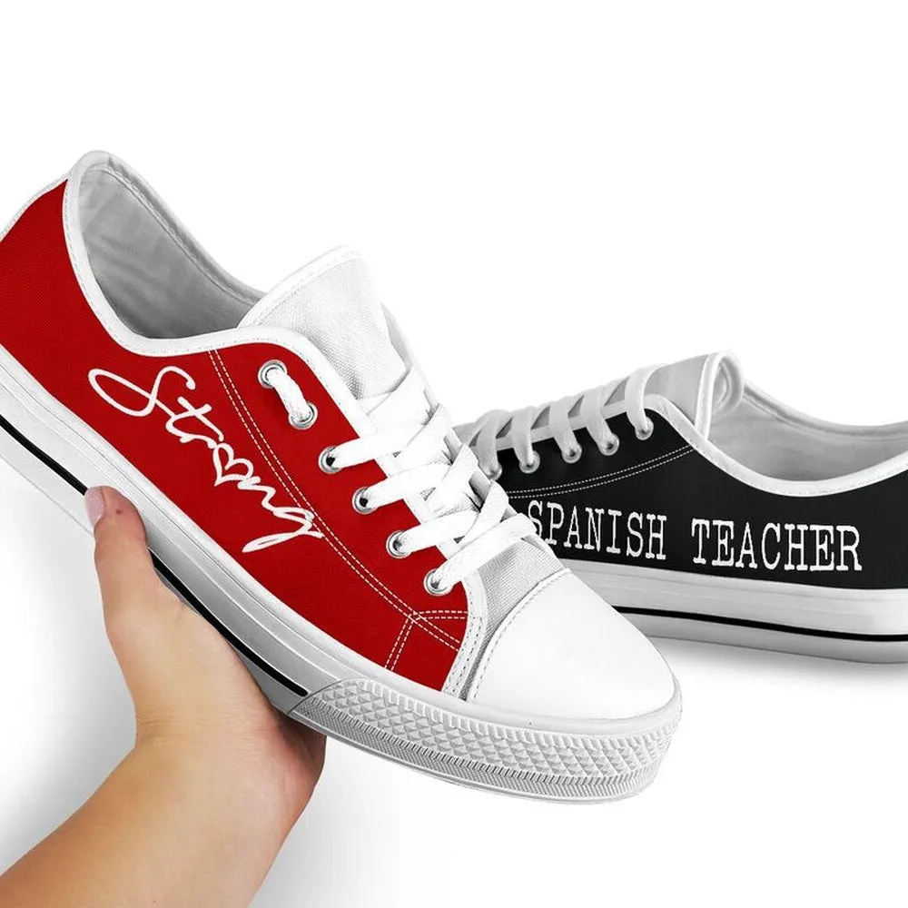 Spanish Teacher Strong Red Black Shoes, Teacher Shoes, Low Top Sneakers