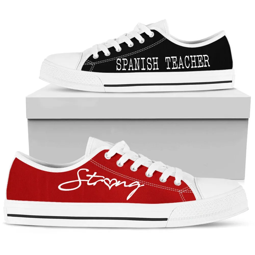 Spanish Teacher Strong Red Black Shoes, Teacher Shoes, Low Top Sneakers