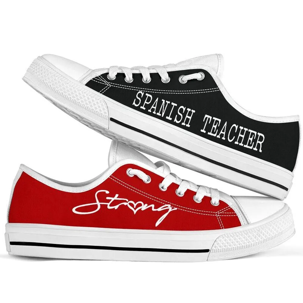 Spanish Teacher Strong Red Black Shoes, Teacher Shoes, Low Top Sneakers