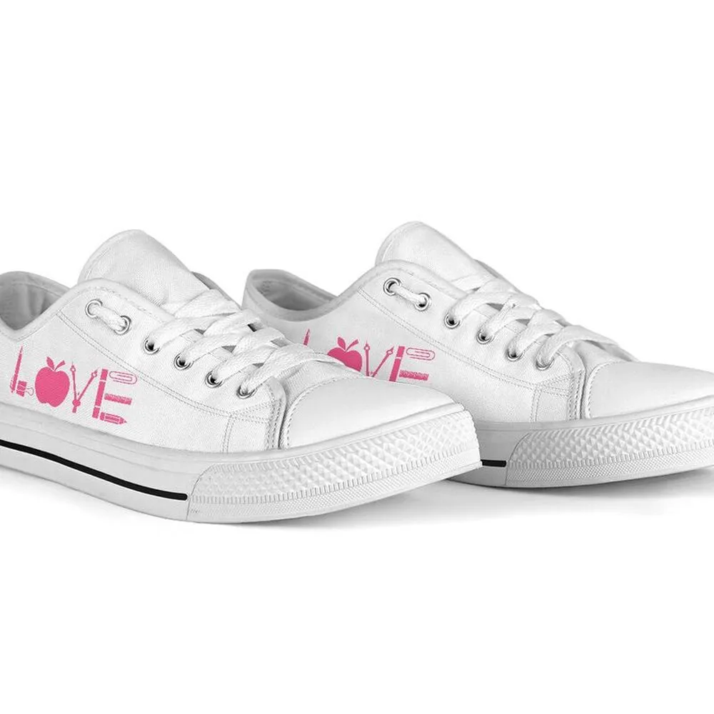 Special Education Love Pink Shoes, Teacher Shoes, Low Top Sneakers