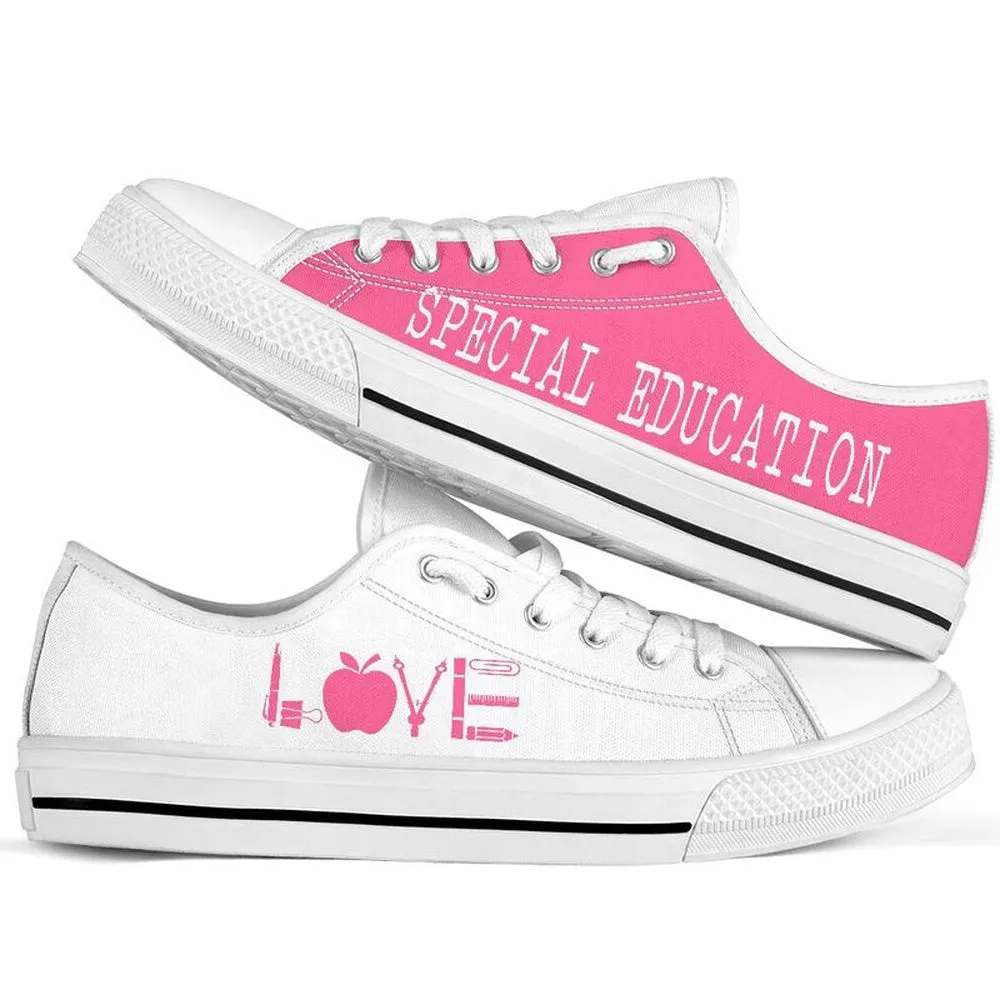 Special Education Love Pink Shoes, Teacher Shoes, Low Top Sneakers