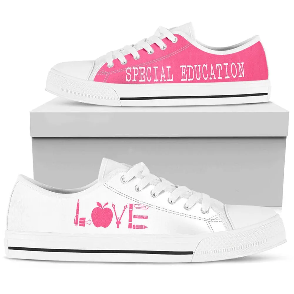 Special Education Love Pink Shoes, Teacher Shoes, Low Top Sneakers