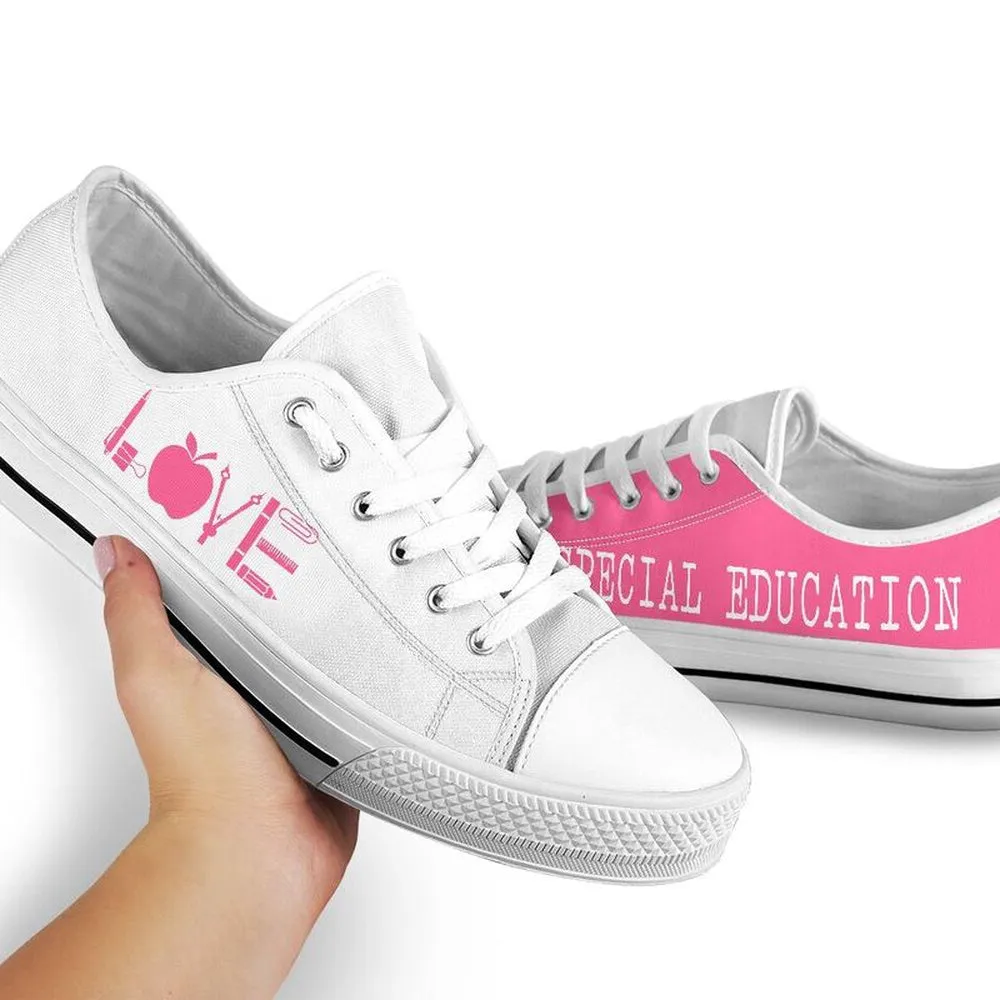 Special Education Love Pink Shoes, Teacher Shoes, Low Top Sneakers