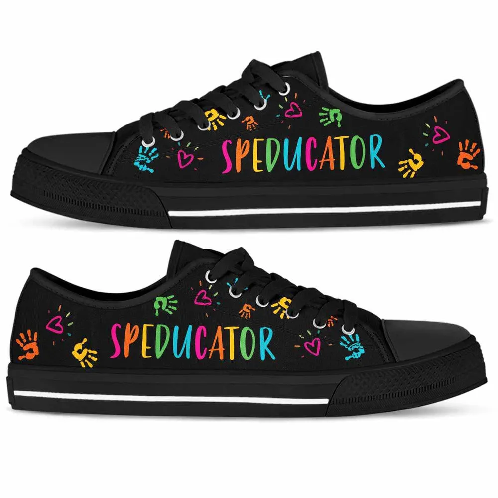 Sped Teacher Colorful Hands Speducator Low Top Shoes, Teacher Shoes, Low Top Sneakers